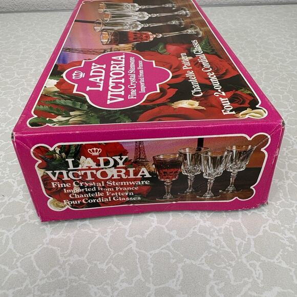 Lady Victoria Fine Crystal Stemware Tumbler Champagne Wine Cordial Glass France - Picture 3 of 5